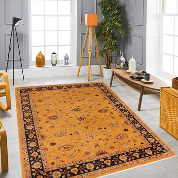 handmade Traditional Kafkaz Chobi Ziegler Gold Blue Hand Knotted RECTANGLE 100% WOOL area rug 10 x 13